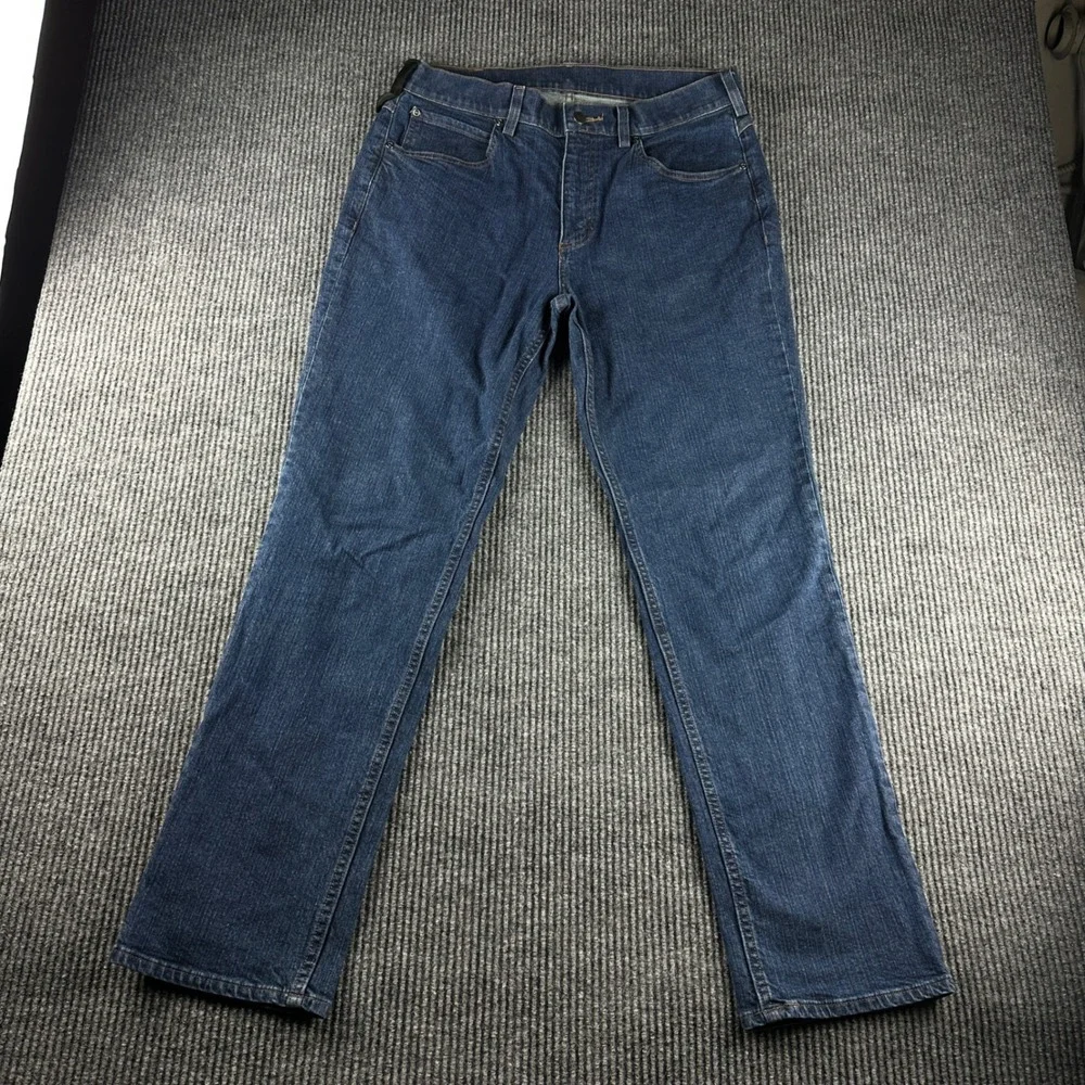 40 Grit Duluth Trading Co Mens Standard Fit Straight Leg Blue Jeans 34x32 2952
